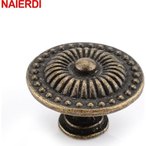 NAIERDI Retro Bronze Kitchen Cabinet Knobs Cupboard Door Zinc Alloy Handles Vintage Wardrobe Furniture Handle Drawer Pulls