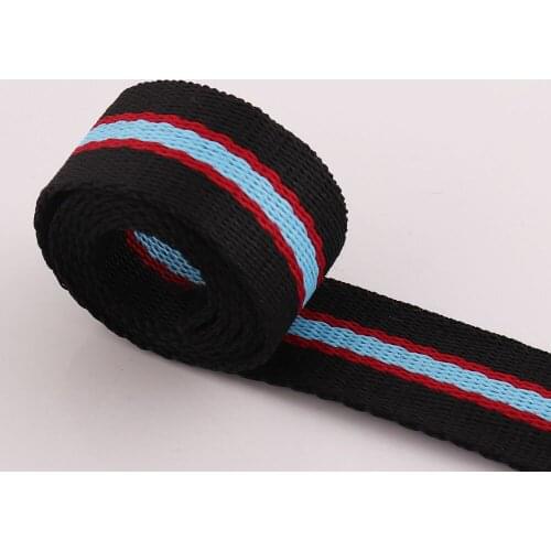 Black Cotton Striped Webbing 25mm Sewing Strap for Bag/Tote Pet Collar Ribbon Guitar Leash Accessories