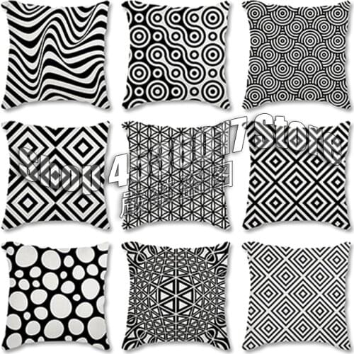 Black Background Throw Pillow Case Geometry Pattern Cushion Covers for Home Sofa Chair Decorative Car Pillowcases Party gift