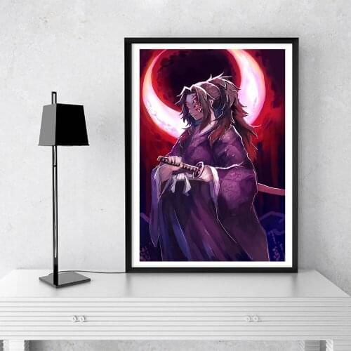 Home Decorative Canvas HD Prints Abstract Demon Slayer Paintings Purple Anime Modular Pictures Wall Art Poster Artwork No Framed