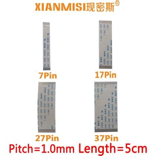 FFC/FPC Flat Flex Ribbon Cable 7Pin 17Pin 27Pin 37Pin Same Side 1.0mm Pitch AWM VW-1 20624 20798 80C 60V Length 5cm 5PCS