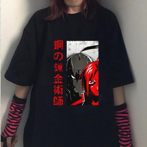 Harajuku Fullmetal Alchemist Oversize Tshirt Short Sleeve Cool Unisex Streetwear Tops