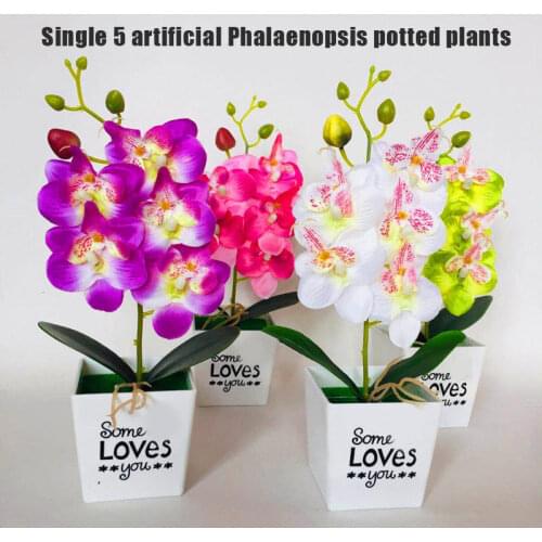 Artificial Orchid Flowers In Pots Decor Arrangement Silk Butterfly Orchid Pot With Pot For Home Decor And Wedding Decoration