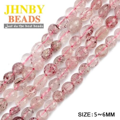 JHNBY Strawberry crystal Irregular oval Gravel Chip beads Smooth Natural Stone Jewelry bracelet making DIY Accessories Wholesale