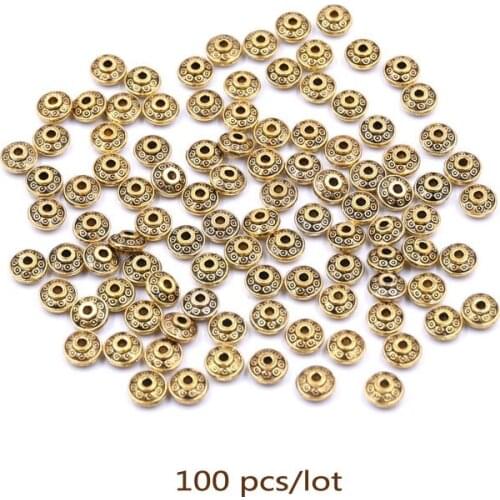 KANGKANG Factory price 100Pcs/lot zinc alloy oblate Slice Jewelry Accessories pave spacers DIY Creative Bracelets personality