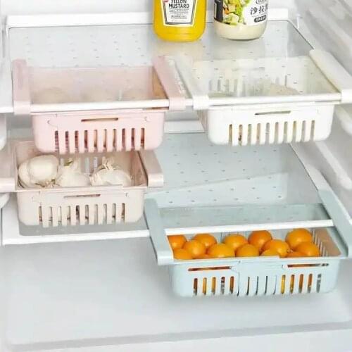 Refrigerator Storage Box Basket Adjustable Retractable Storage Rack Fresh Storage Compartment Storage Rack Drawer Basket