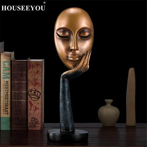 Creative Character Mask Abstraction Figurines Home Decor Decoration Sculpture Crafts Miniatures Ornaments Wedding Birthday Gift