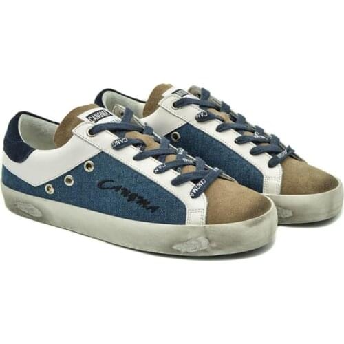 CANGMA Luxury Brand Italian Designer Shoes Woman Flats Low Blue Brown Canvas Sneakers Girls Casual Vintage Female Shoes