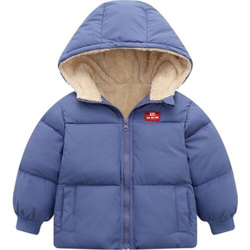 Boys Girls Kids Hooded Jackets Winter Warm Thick Coat Kids Clothes Zip Pockets Outwear Winter Long Sleeve Coats Candy Color 2-6Y