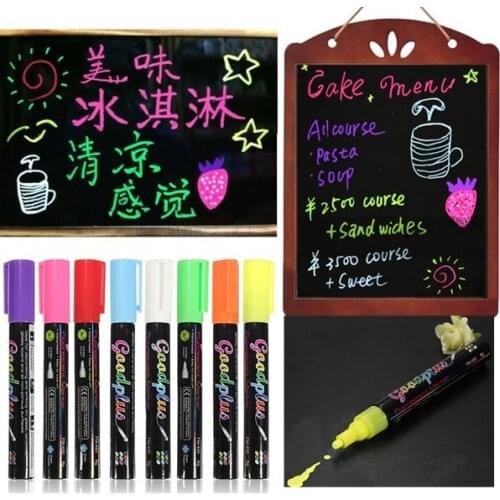 Lot 8pcs/set 8 Color Highlighter Fluorescent Liquid Chalk Marker Neon Pen For LED Writing Board