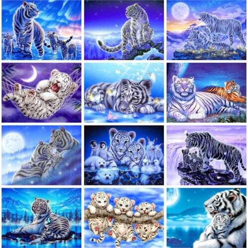MOONCRESIN5d Diamond Painting Full Drill Square Tiger Diamond Embroidery Rhinestones Cross Stitch Home Decor Gift