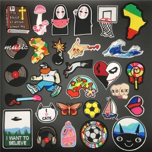 Bomb Juitar Headset Hippe Embroidery Patch on Clothes Sticker Applique Sewing Decoration DIY Badge Ironing Stripes for Clothing
