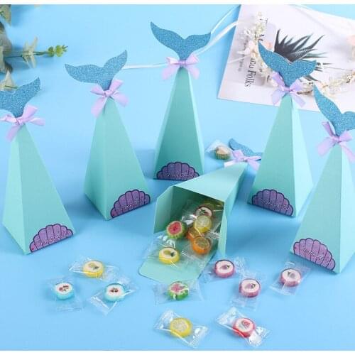 New Peacock Candy Boxes Little Mermaid DIY Gift Box For Kids Birthday Gifts Mermaid Favor Bag Baby Shower Party Supplies