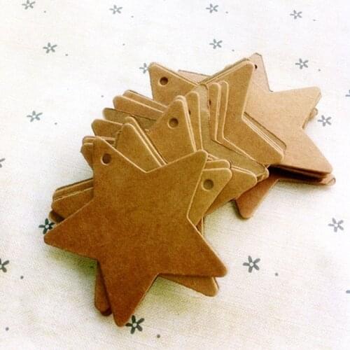 Wholesale Cardboard 60mm Blank price Hang tag Retro Gift Hang tag Kraft paper pentagram 200pcs/lot 005001004