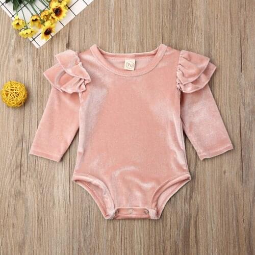 Pudcoco Autumn Newborn Baby Girl Clothes Solid Color Long Sleeve Cotton Romper Jumpsuit One-Piece Outfits Clothes Autumn