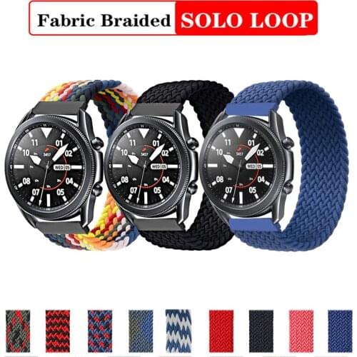 20mm/22mm Braided Solo Loop band For Samsung Galaxy 46mm/42mm Watch 3 active 2 Gear S3 Frontier Huawei watch GT strap