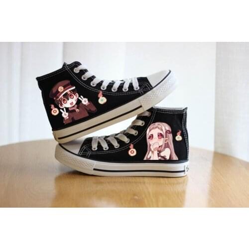 Unisex Anime Toilet-Bound Hanako-kun Black plimsolls canvas shoes Yugi Amane Nene Yashiro Casual rope soled shoes duck Shoes