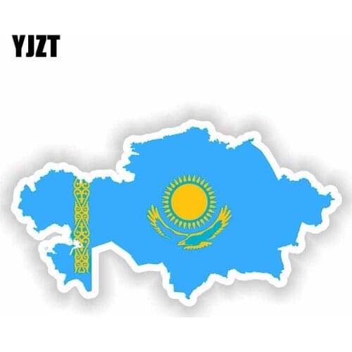 YJZT 15.9CM*8.6CM Accessories KAZAKHSTAN Map Flag Decal Helmet Car Sticker 6-1848