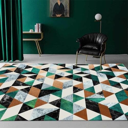 Green Brown Geometric Color Block Carpet Living Room Nordic Luxury Marble Rug Bedroom Floor Mat Coffee Table Rug Doormat