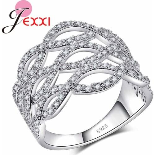 Charming Full Shiny Zircon Rhinestone Crystal Fashion Jewelry Infinite Ring for Women Nice 925 Sterling Silver Jewelry