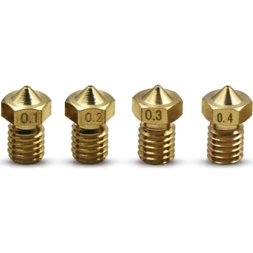 0.1-1.0mm 1.75mm Filament M6 Thread E3D-V5 V6 Brass Extruder Nozzle 3D Printer Accessories