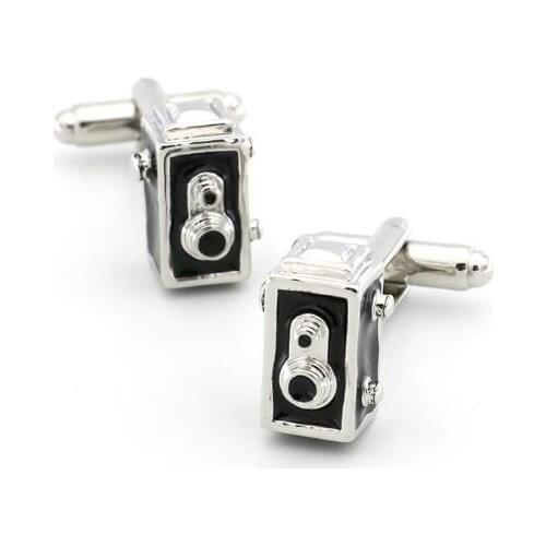 10pairs/lot Vintage Camera Model Cufflinks Mens Black Enamel Cuff links Shirts Mens Jewelry Accessories Wholesale