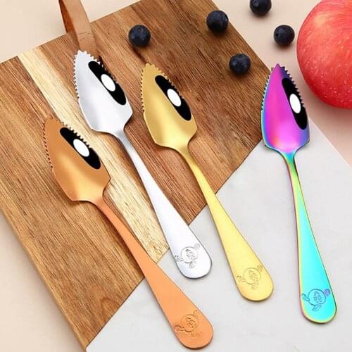 4PCS Grapefruit Spoons Set Creative Stainless Steel Fruit Scraping Spoon Dessert Spoon Kitchen Cooking Spoon Dinnerware