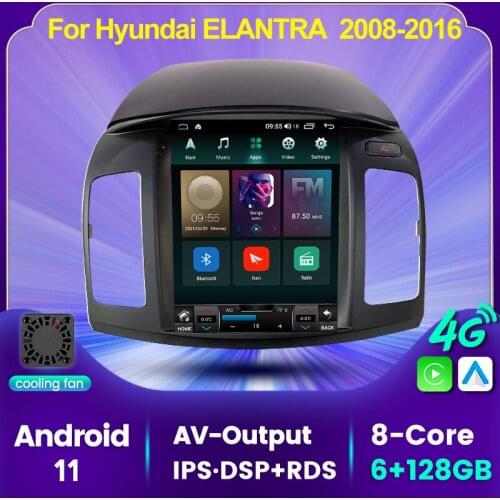 7862 Android 11 4G Lte Vertical Tesla Screen Car Radio GPS Navi Multimedia Player for Hyundai Elantra 2008- 2010 2016 Car Audio