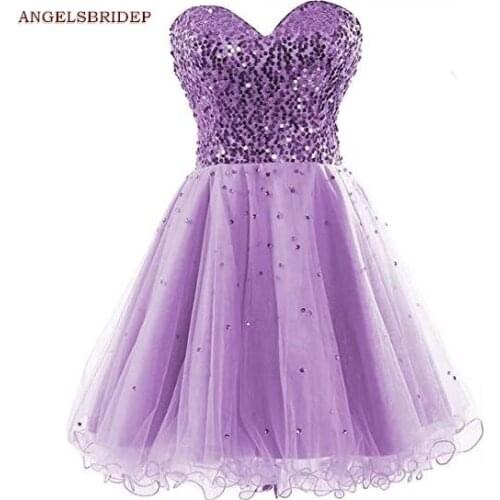 ANGESLSBRIEP Sweetheart Short Homecoming Dresses Bling Bling Sequin Vestidos de festa Junior Graduation Formal Party Gowns