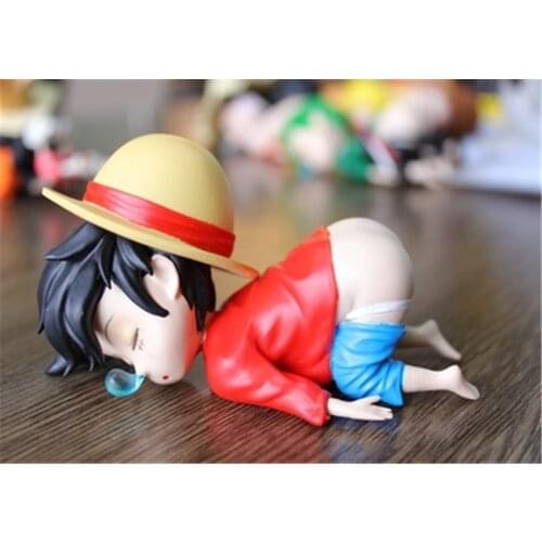 Anime One Piece Monkey D. Luffy Cute Sleepy-ass PVC Action Figure Desk Decoration Collectible Model Toy Doll Kids Gift 6-10cm