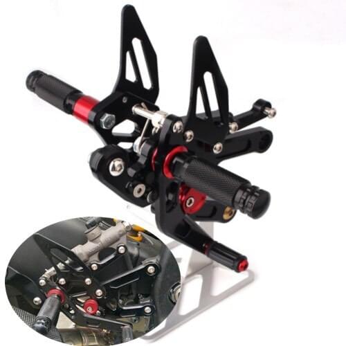 CNC Adjustable Rearset Foot Pegs For YAMAHA YZF R6 YZF-R6 2017 2018 Black&Red