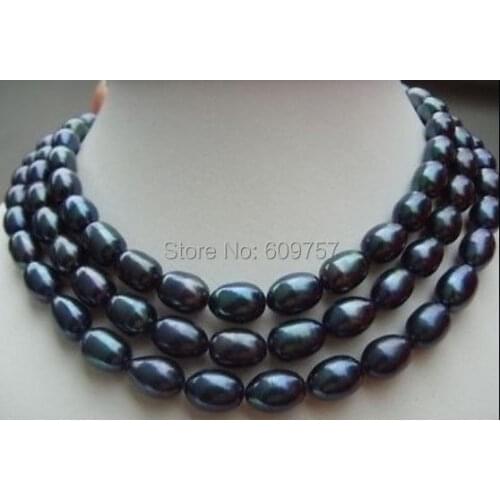 Longer 50'' HUGE surprising AAA 7-9MM south sea black baroque pearl Freshwater Cultured necklace deliver jewelry