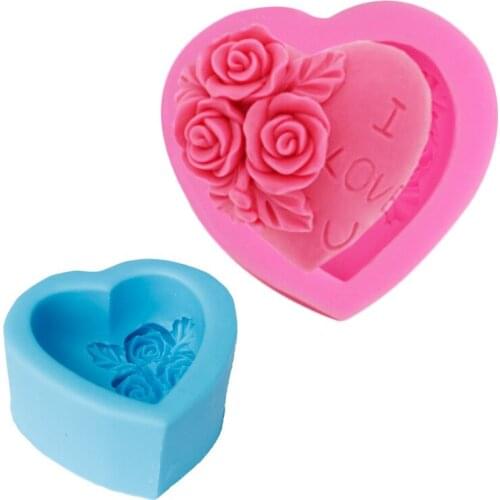 Chocolate Pudding Mould I Love You Rose Heart Pattern Food Grade Baking Accessories Random Color Silicone Kitchen Gadgets