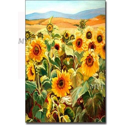 Handpainted oil painting sunflower landscape for the living room wall art home decoration abstract painting no frame