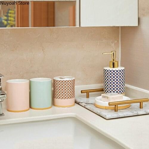 Simple and Modern Bathroom Supplies Ceramic Toothpaste Dispenser/toothbrush Holder/lotion Bottle Bathroom Decoration Accessories