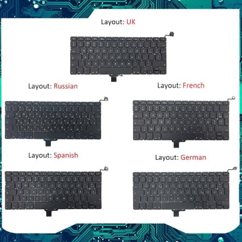 BRAND NEW AND ORIGINAL US UK SPAIN FR LAYOUT KEYBOARD For Apple Macbook Pro 13" A1278 2009 2010 2011 Mid-2012 KEYBOARD