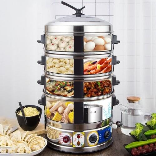 Commercial Electric Steamer Four Layer Electric Steamer Household Bun Steamer Large-capacity Stainless Steel Steam Machine