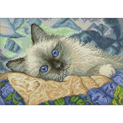 Napping cat patterns Counted Cross Stitch 11CT 14CT 18CT DIY wholesale Chinese Cross Stitch Kit Embroidery Needlework Sets