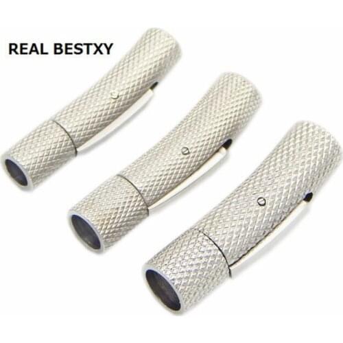 REAL BESTXY 10pcs/lot 316l Stainless steel web clasp Connectors Charms Fit Leather Bracelet Clasp DIY Jewelry Making