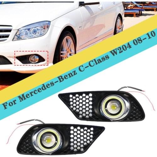 Lower Bumper Grille With Fog Lamp Angel Eyes For Mercedes-Benz C-Class W204 08-10 A2048850253 A2048850353
