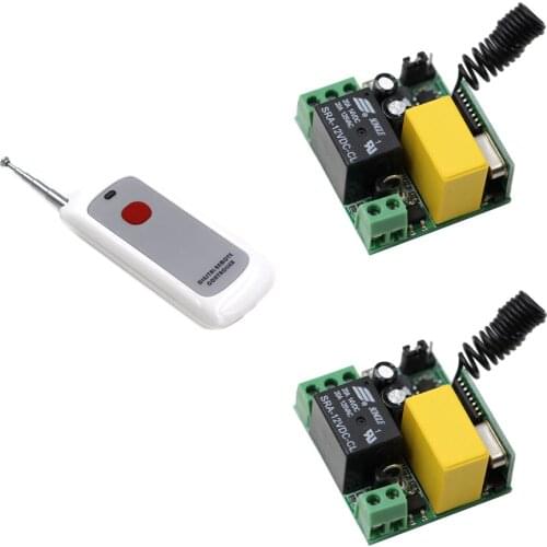 Newest 2pcs Mini Receivers With Digital Remote Controller AC220V 1CH 10A Relay RF Wireless Remote Control Switch System 315/433