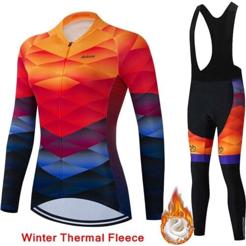 2022 Fashion Winter Cycling Jersey Suit Women Mountian Bicycle Clothes Wear Ropa Ciclismo Thermal Fleece Bike Cycling Clothing