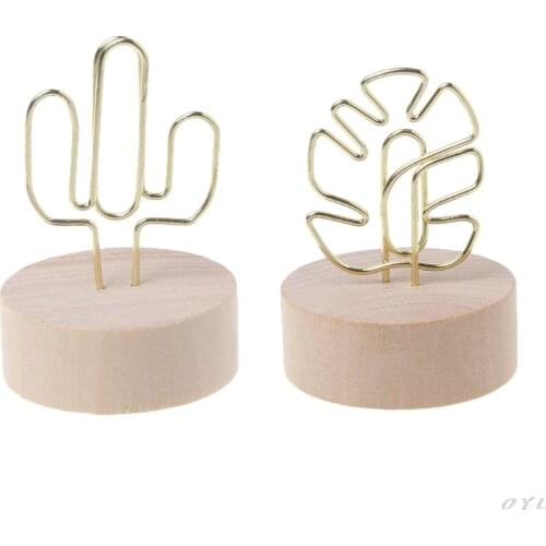 Memo Card Photo Message Picture Clip Note Clamp Table Numbers Round Wooden Base Holder For Wedding Party