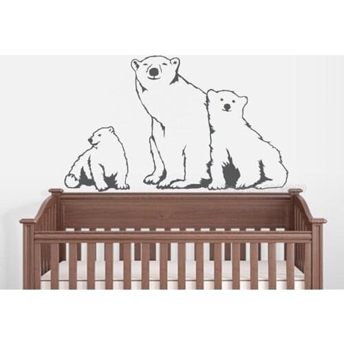 Polar Bear Family Wall Stickers Vinyl Home Decor For Kids Room Bedroom Nursery Cartoon Animal Decals Wallpaper Removable LL2318
