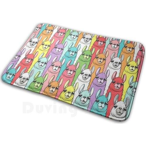 Rainbow Llamas Soft Non-Slip Mat Rug Carpet Cushion Llama Rainbow Llama Rainbow Pastel Fun Animals Little Arrow Design
