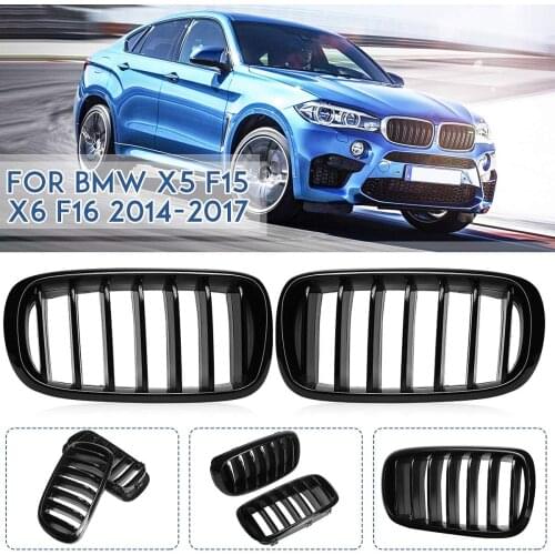 Pair Car Gloss Black Front Kidney Grille Grilles For BMW X5 F15 X6 F16 2014 2015 2016 2017 51712334708 51712334710