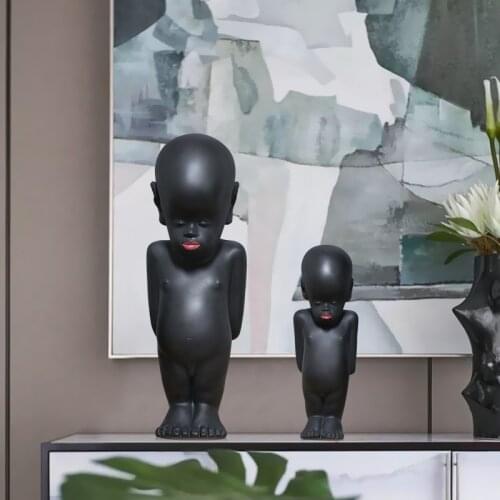 MODERN AFRICA NEGRITA STATUE CREATIVE ABSTRACT BLACK PEOPLE ART SCULPTURE DECORATION RESIN ART&CRAFT HOME DECORATION R4572
