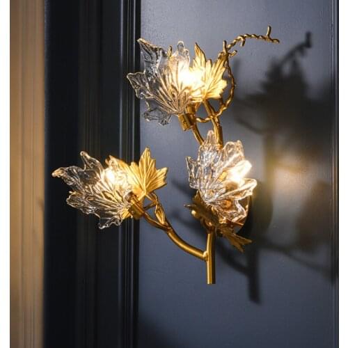 Modern Light Luxury Living Room Wall Lamp Hotel Club High-end Villa Background Wall Bedroom Design Maple Leaf Wall Lamp