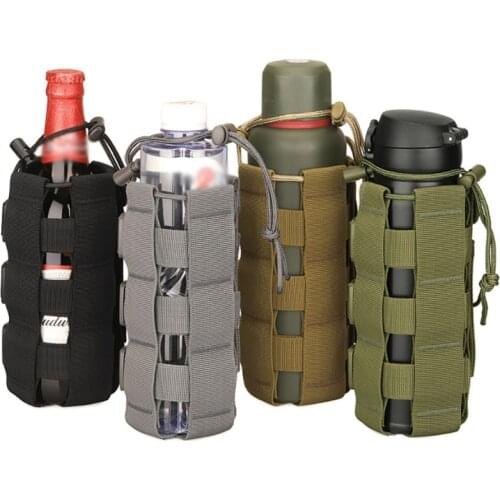 Tactical Adjustable Molle Water Bottle Pouch Carrier Outdoor Military Water Bottle Kettle Bag Camping Hiking Drawstring Holster