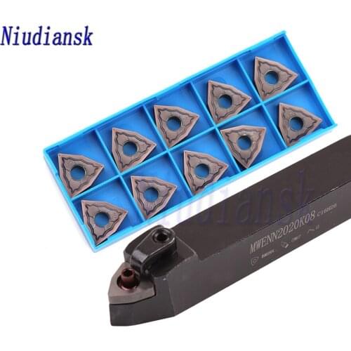 1pc MWENN1616H08 MWENN2020K08 External Turning Tool Holder MWENN2525M08 Arbor 10pcs WNMG0804 Carbide Inserts CNC Lathe Tools Set